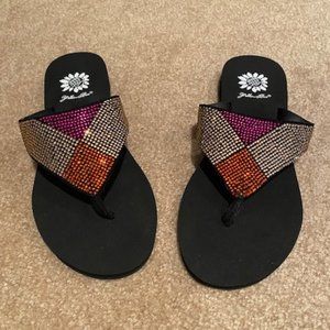 NWOB Yellow Box Sam Pink Orange Flip Flop Sz 5.5